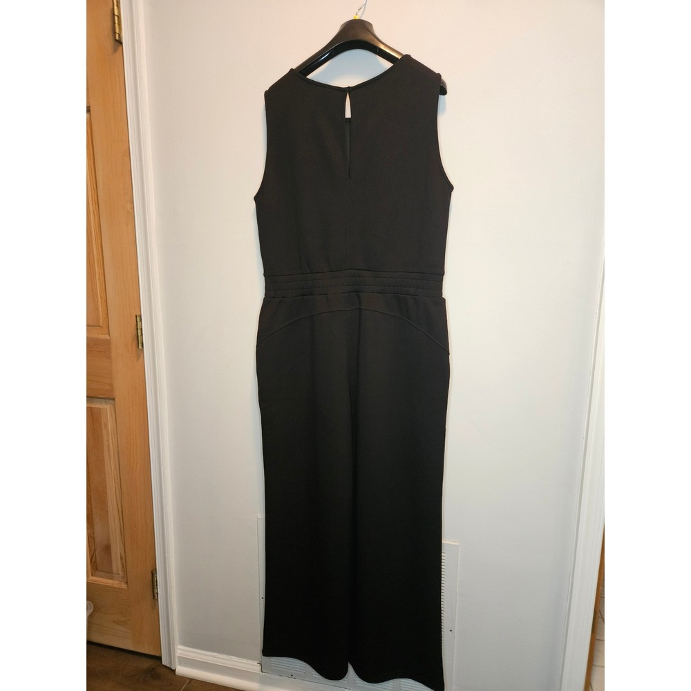 Anrabess Black Sleeveless Wide Leg Jumpsuit Drawstring Waist Pockets XL - Picture 9 of 12